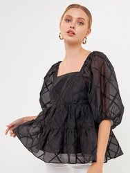 Organza Baby Doll Top - Black