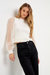 Organza Long Sleeve Knit Blouse with Mock Neck - Ivory
