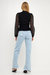 Organza Long Sleeve Knit Blouse with Mock Neck