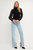 Organza Long Sleeve Knit Blouse with Mock Neck