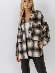 Oversized Plaid Shacket - Black