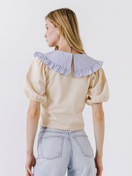 Oversized Ruffled Collar Knit Top