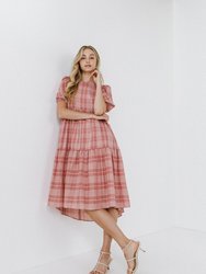 Plaid Midi Dress - Rose