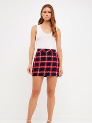 Plaid Mini Skirt - Navy