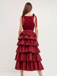 Pleated Combo Maxi Poplin Skirt