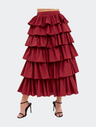 Pleated Combo Maxi Poplin Skirt