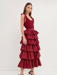 Pleated Combo Maxi Poplin Skirt