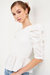 Pleated Puff Sleeve Top - White - White