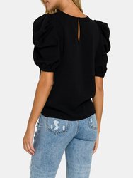 Pleated Puff Sleeve Top