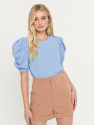 Pleated Puff Sleeve Top