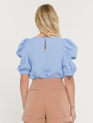 Pleated Puff Sleeve Top