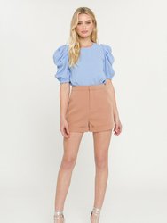 Pleated Puff Sleeve Top