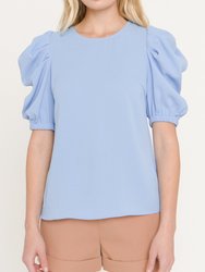 Pleated Puff Sleeve Top