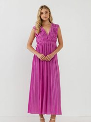 Pleated Straps Detail Midi Dress - Orchid