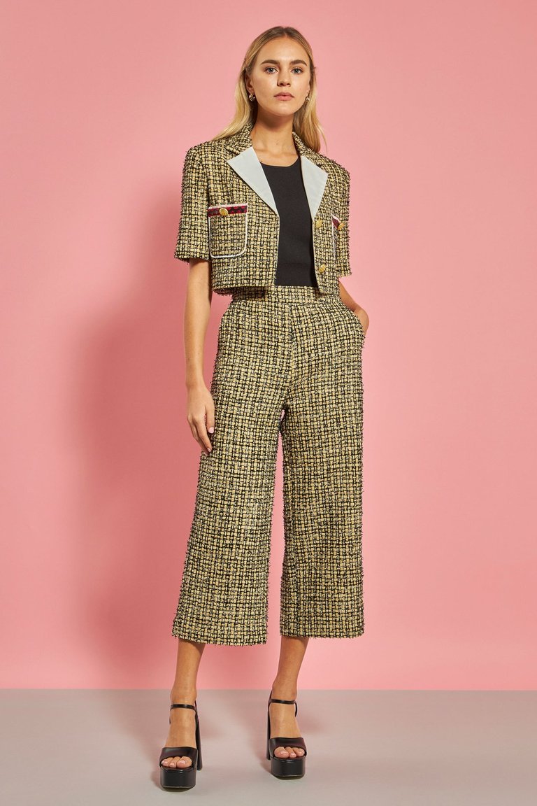 English Factory Yellow/Black Premium Tweed Culottes | Verishop