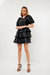 PU Embroidery Mini Dress - Black
