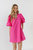 Puff Sleeve A line Shift Mini Dress - Fuchsia