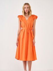 Puffy Sleeve Midi Dress