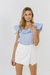 Ruffle at Neckline Top - Powder Blue