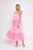 Ruffle Detail Colorblock Midi Dress - Pink Multi
