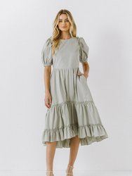 Ruffle Detail Midi Dress