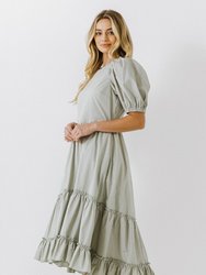 Ruffle Detail Midi Dress