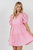 Ruffle Detail Puff Sleeve Mini Dress - Pink