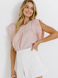 Ruffle Detail Top - Dusty Pink