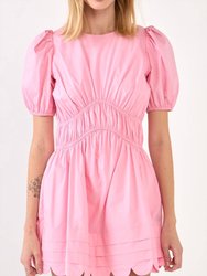 Scallop Detail Mini Dress - Pink