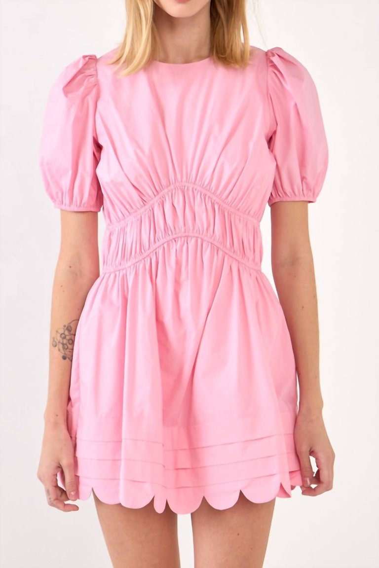 Scallop Detail Mini Dress - Pink