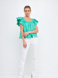 Scalloped Hem Ruffle Detail Top