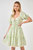 Shirred Waist Milkmaid Mini Dress - Green Multi