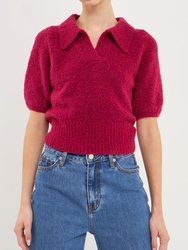 Short Sleeve Collared Sweater
