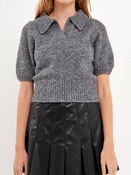 Short Sleeve Collared Sweater