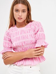 Smocked Gingham Top