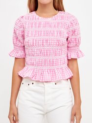 Smocked Gingham Top