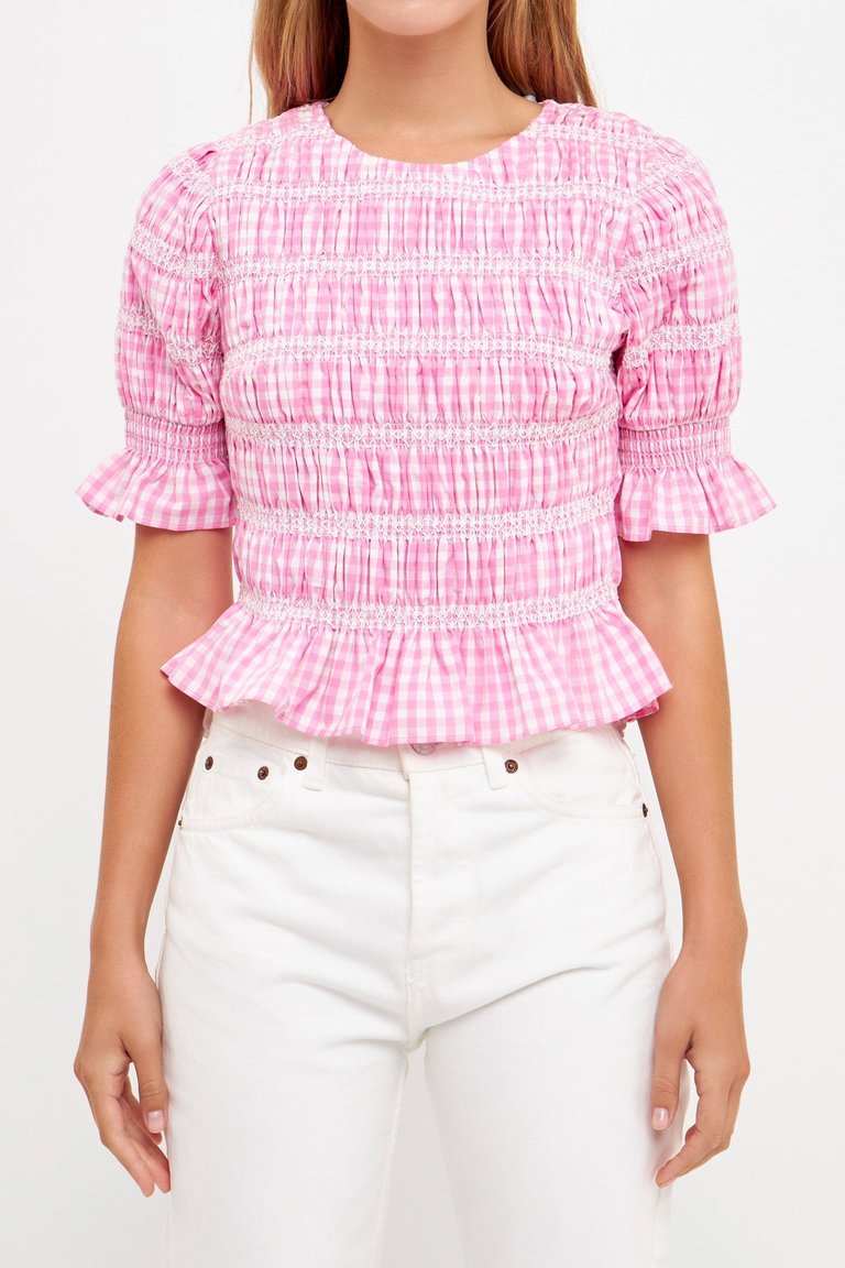 Smocked Gingham Top