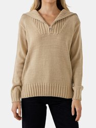 Solid Knit Zip Pullover