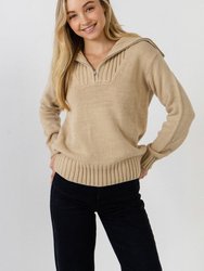 Solid Knit Zip Pullover - Taupe