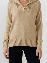 Solid Knit Zip Pullover