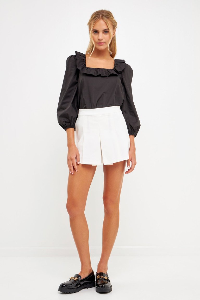 Square Ruffled Neckline Top