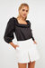 Square Ruffled Neckline Top - Black