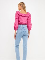 Square Ruffled Neckline Top