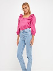 Square Ruffled Neckline Top