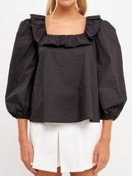 Square Ruffled Neckline Top