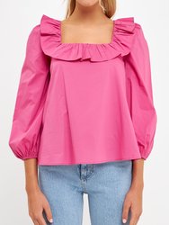 Square Ruffled Neckline Top