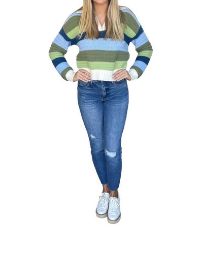 English Factory Striped Knit Sweater In Green Multi product