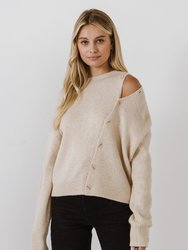 Sweater with Button Detail - Cream