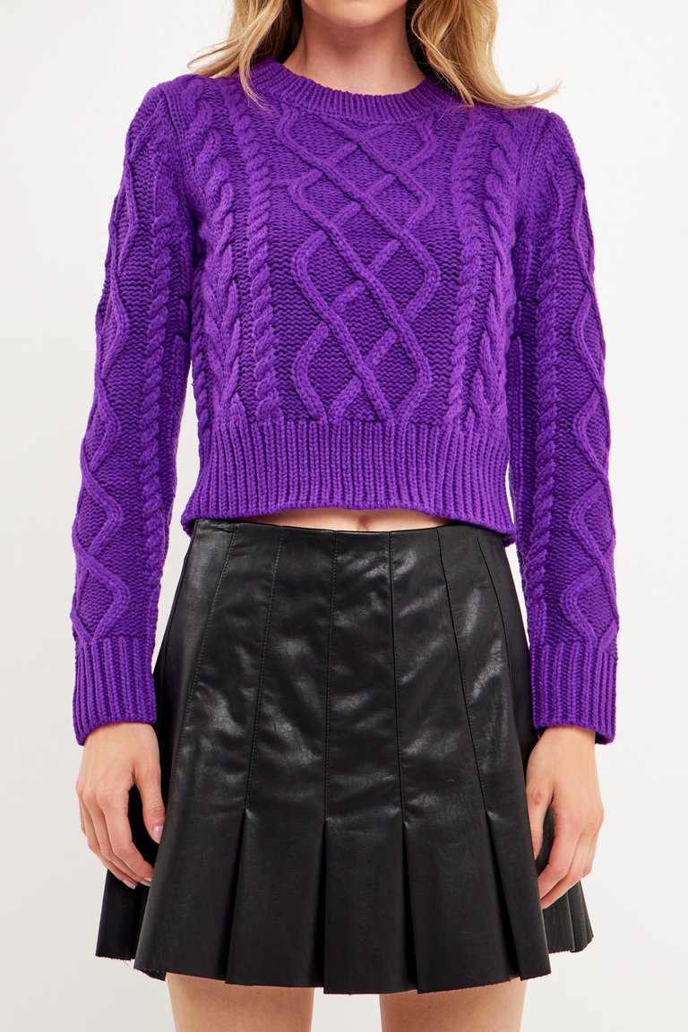 Texture Cable Sweater - Purple