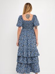 Textured Floral Printed Maxi Dress